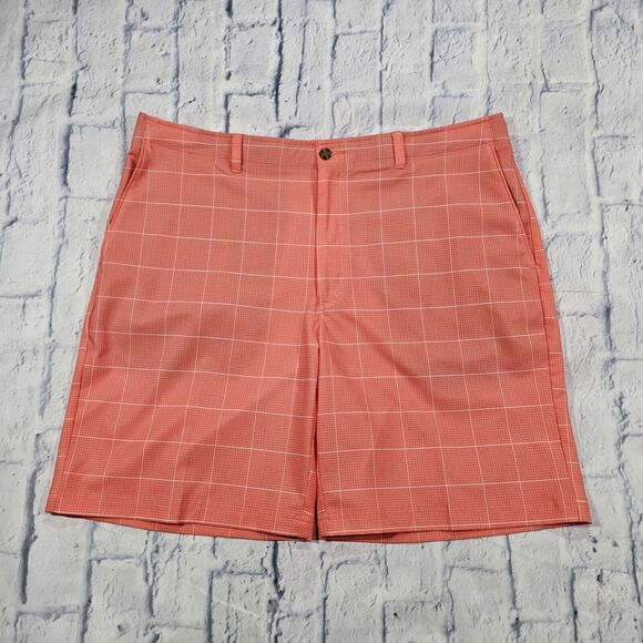 Pro Tour Shorts MENS SIZE 38 Cool Play Plaid Flat Front Golf Pink - Picture 1 of 10